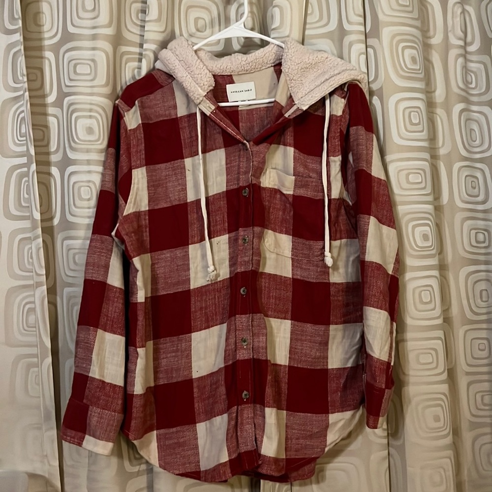 AEO hooded flannel